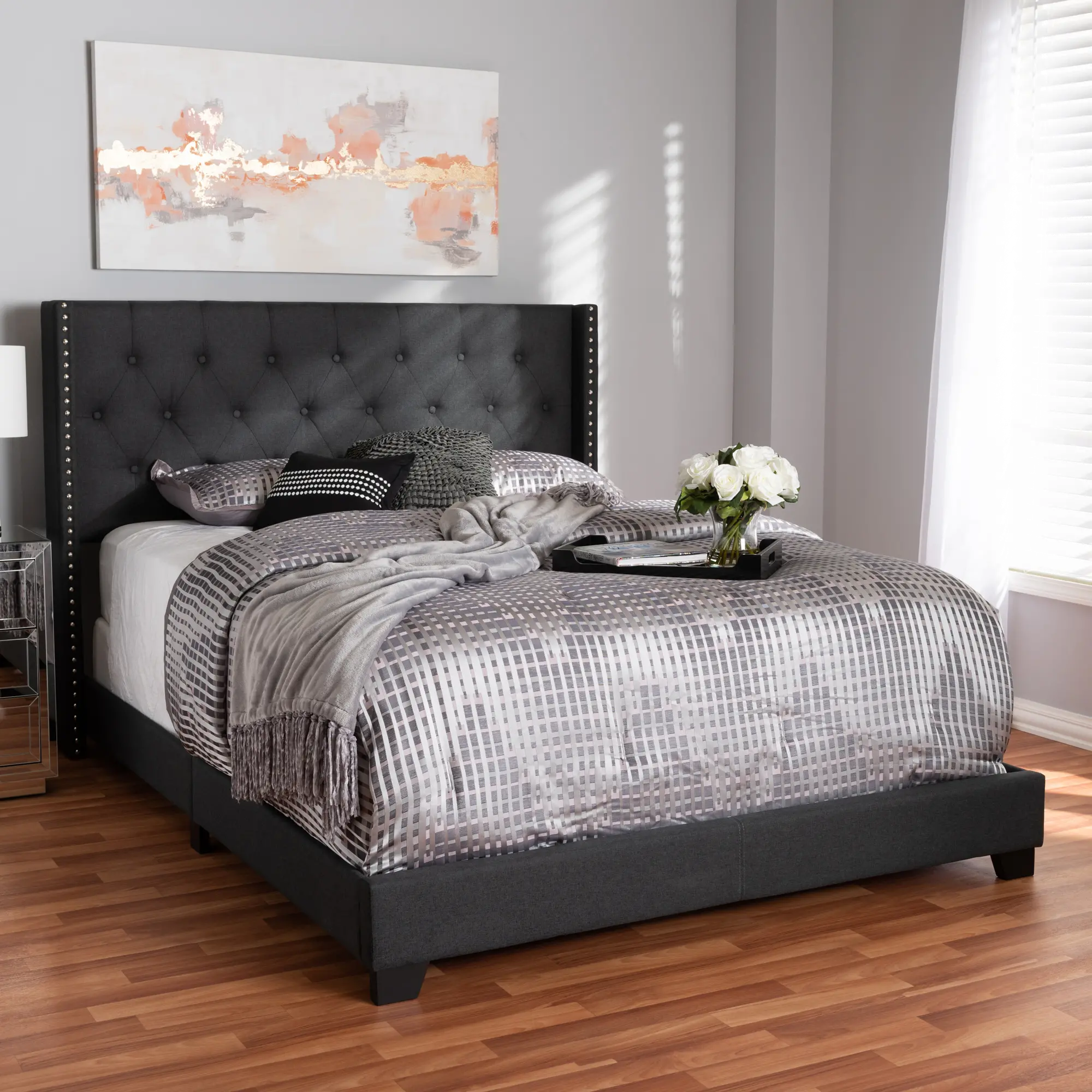 Contemporary Charcoal Upholstered Full Bed - Westley