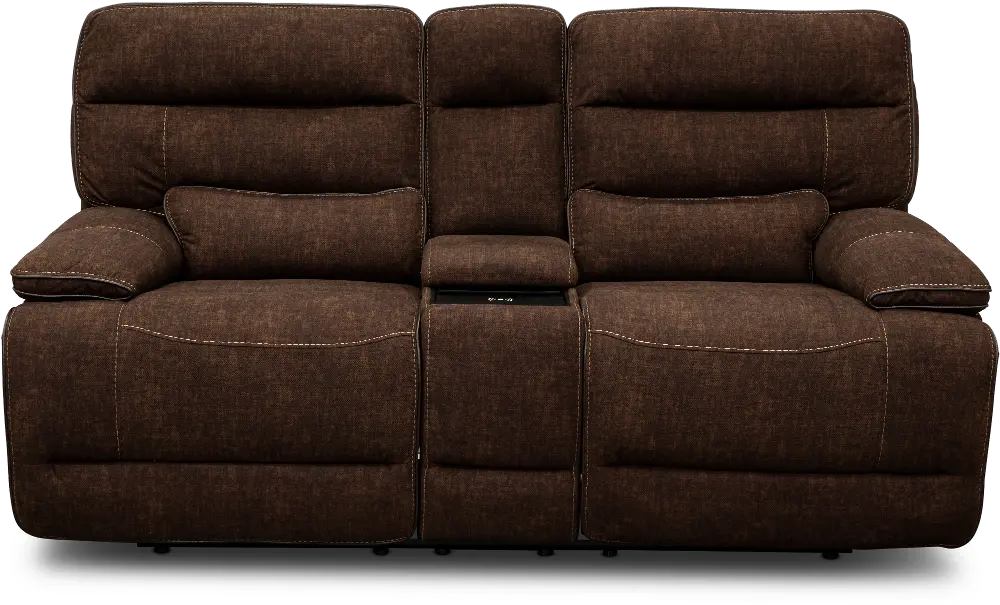 Rock Quarry Brown Power Reclining Loveseat with Console-1