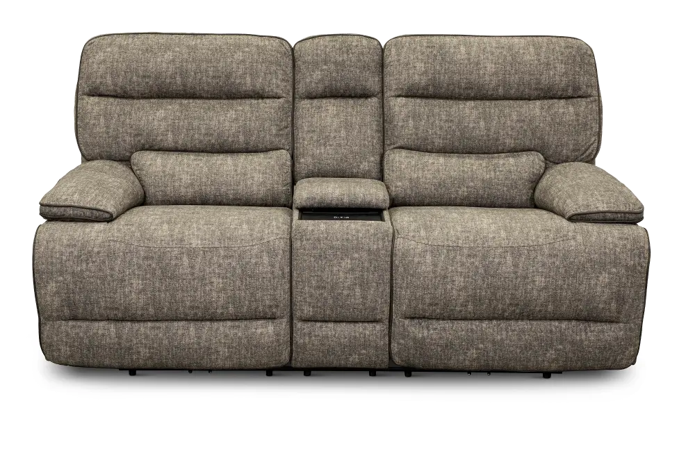 Rock Quarry Gray Power Reclining Loveseat with Console-1