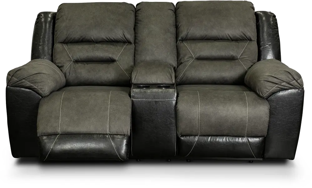 Earhart Charcoal Gray Reclining Love Seat with Center Console-1