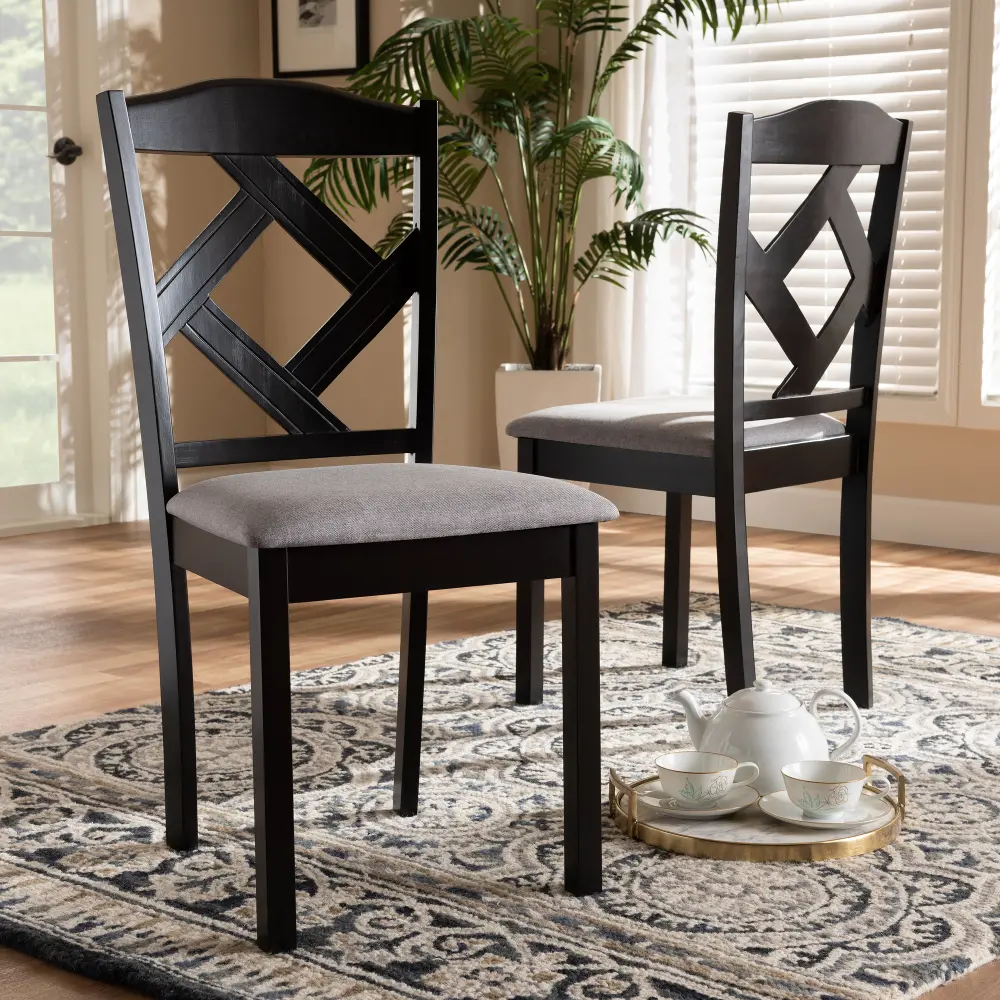 149-8962-RCW Contemporary Dark Brown Upholstered Dining Room Chair (Set of 2) - Maurice-1