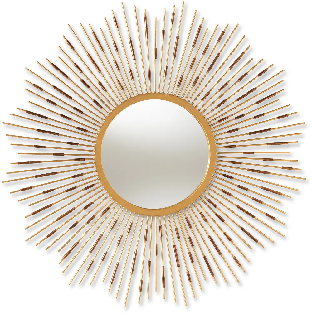 150-8896-RCW Modern Gold Sunburst Accent Wall Mirror - Auberon-1