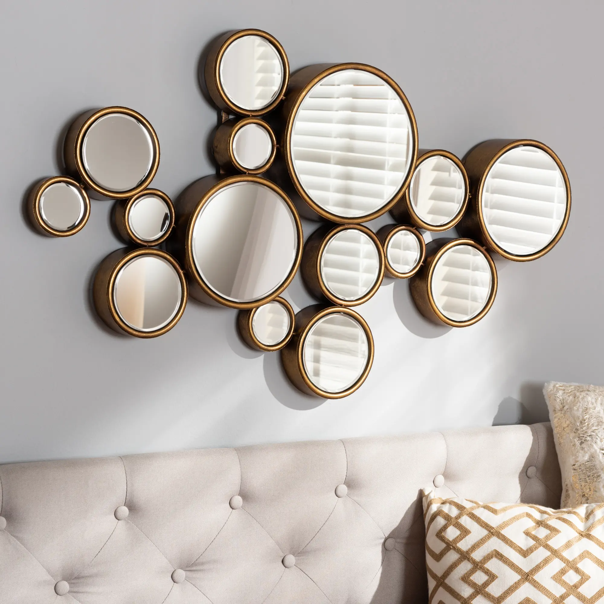 150-8881-RCW Contemporary Gold Bubble Accent Wall Mirror - Flor sku 150-8881-RCW