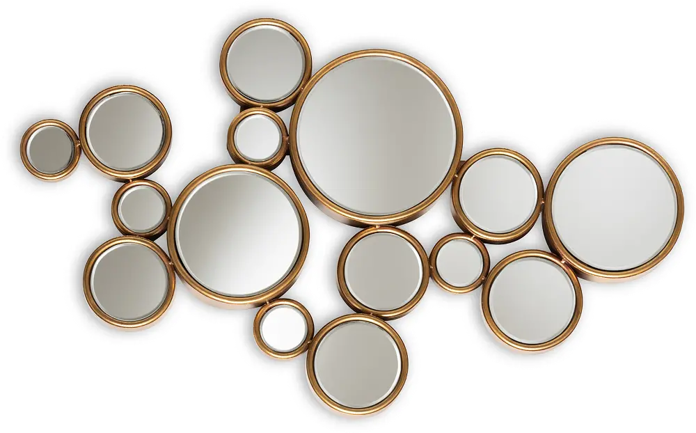 150-8881-RCW Contemporary Gold Bubble Accent Wall Mirror - Floretta-1