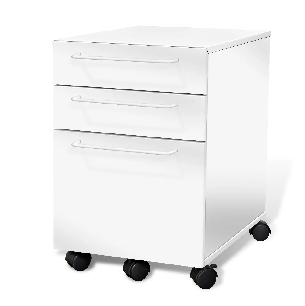 3 Drawer Mobile Filing Cabinet - White-1