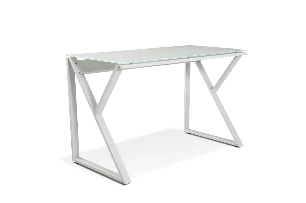 Steel and Glass Top Desk - White-1