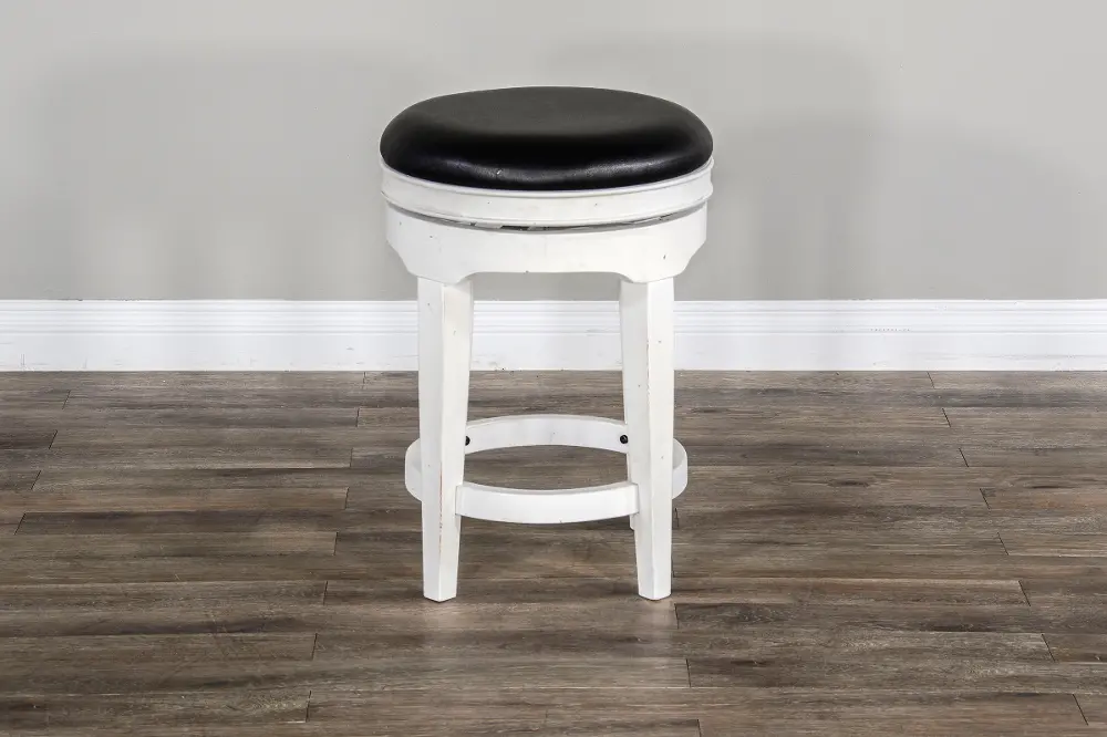 Weathered White Swivel Counter Height Stool - Carriage House-1
