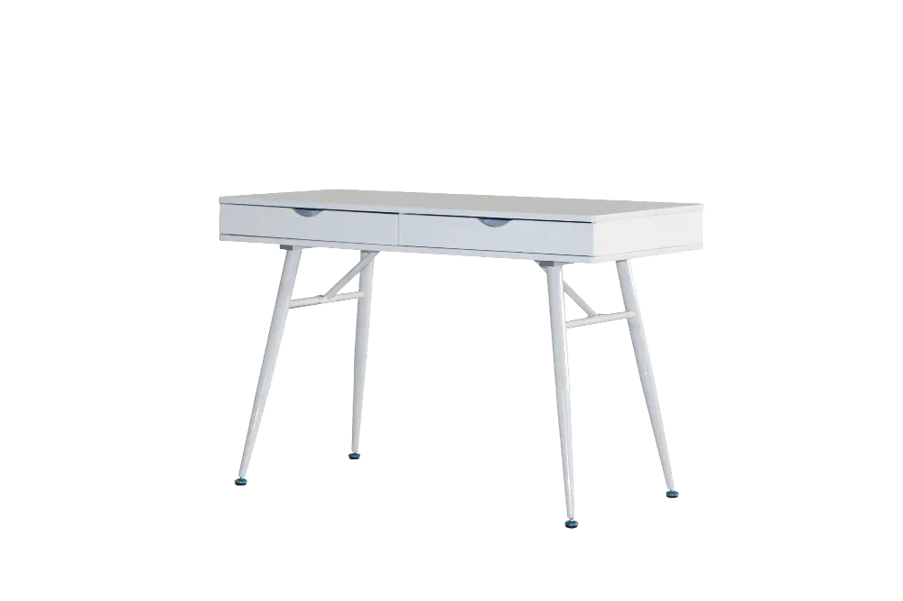 White on White Desk with Drawer - Moss-1