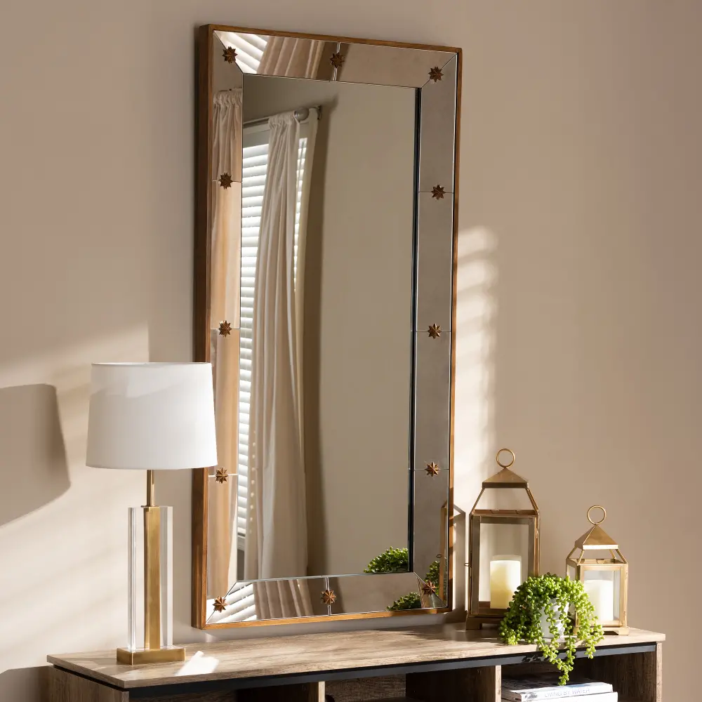 150-8872-RCW Contemporary Gold Rectangular Accent Wall Mirror - Philida-1