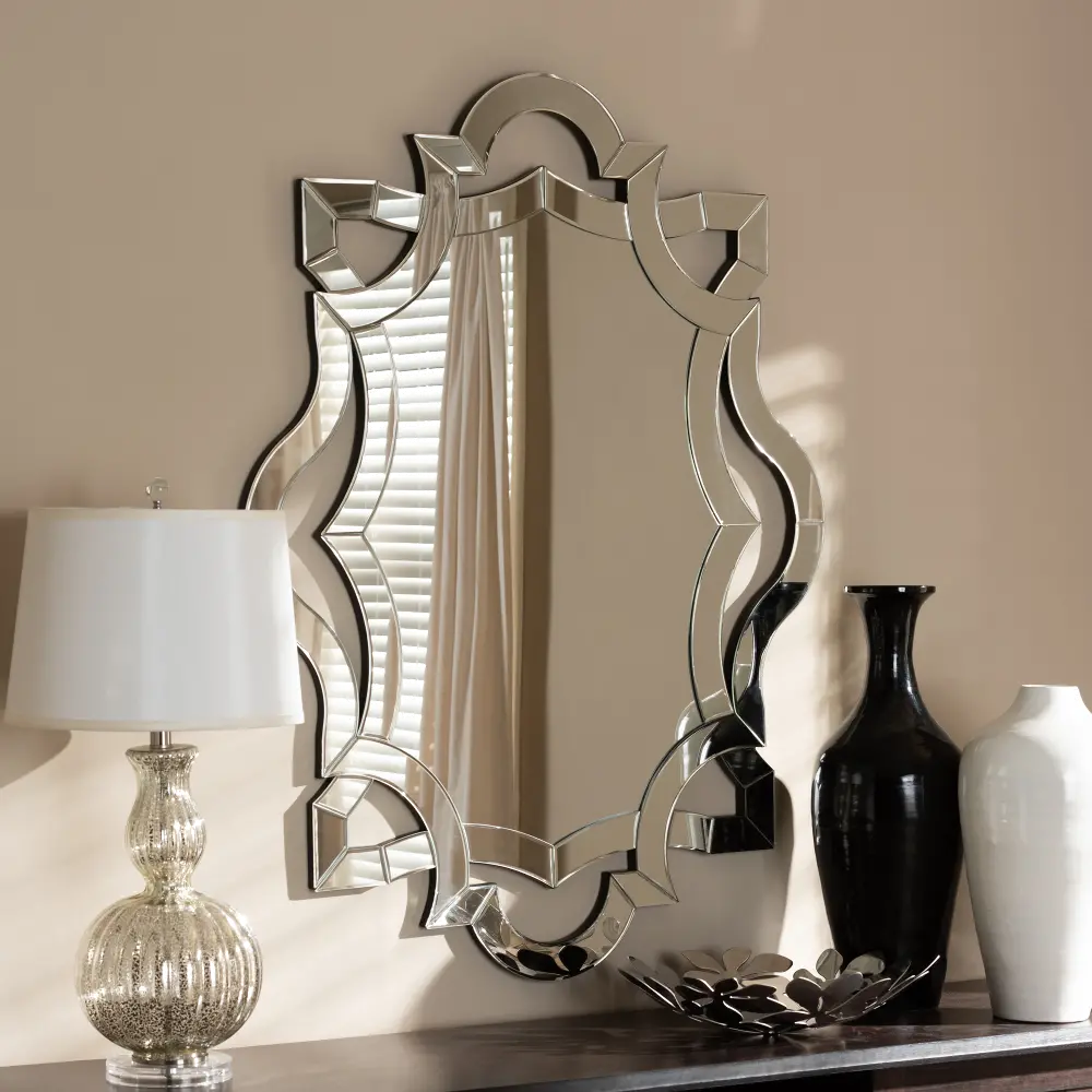 150-8898-RCW Contemporary Silver Accent Wall Mirror - Joel-1