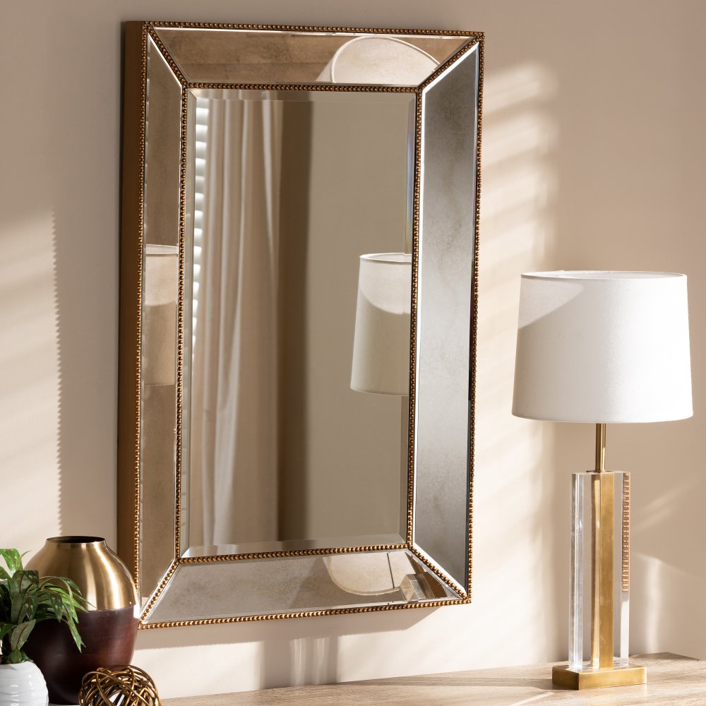Contemporary Gold Finished Rectangular Accent Wall Mirror - Lamar
