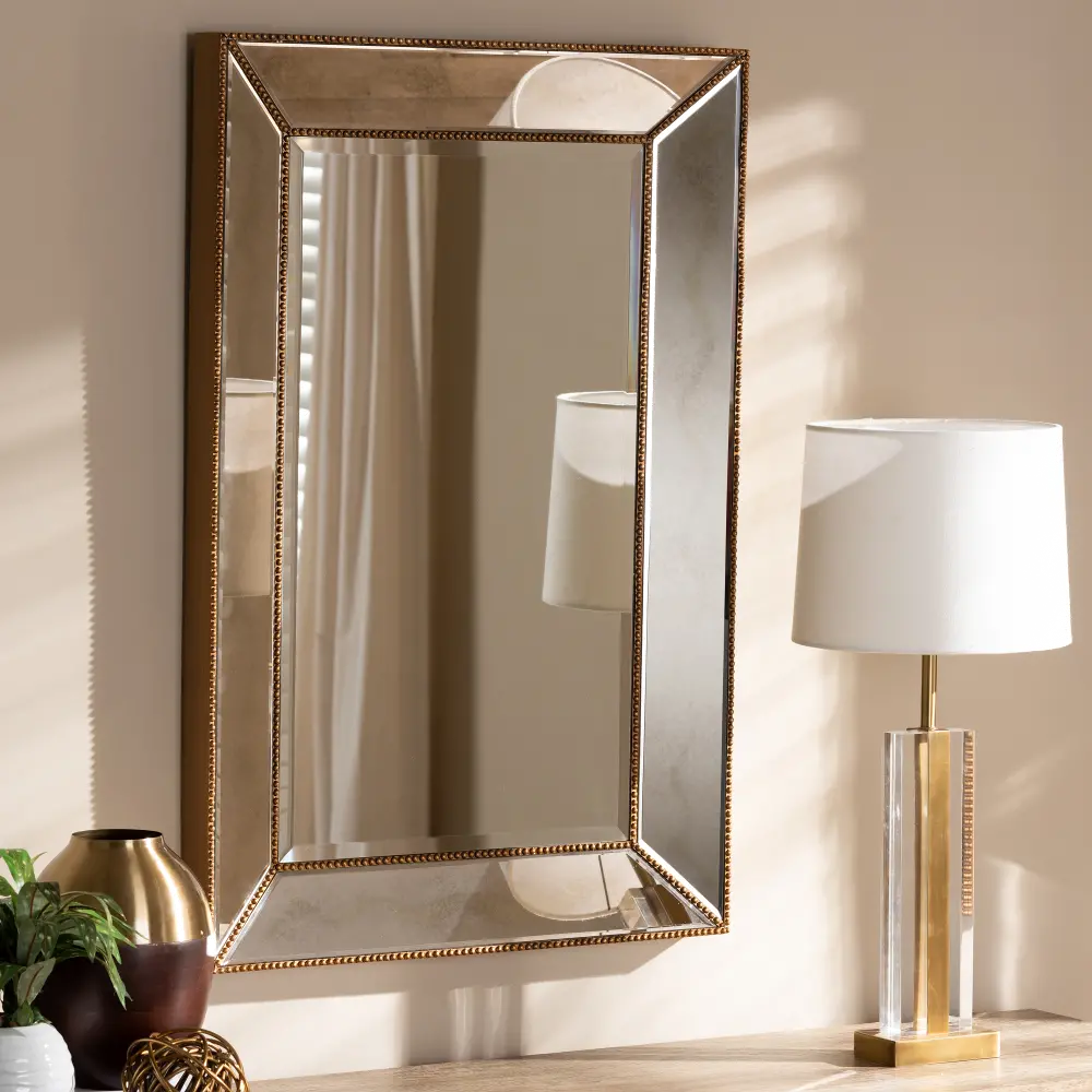 150-8869-RCW Contemporary Gold Finished Rectangular Accent Wall Mirror - Lamar-1
