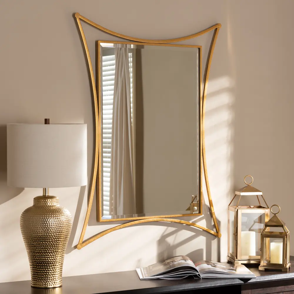150-8897-RCW Contemporary Gold Rectangular Accent Wall Mirror - Manley-1