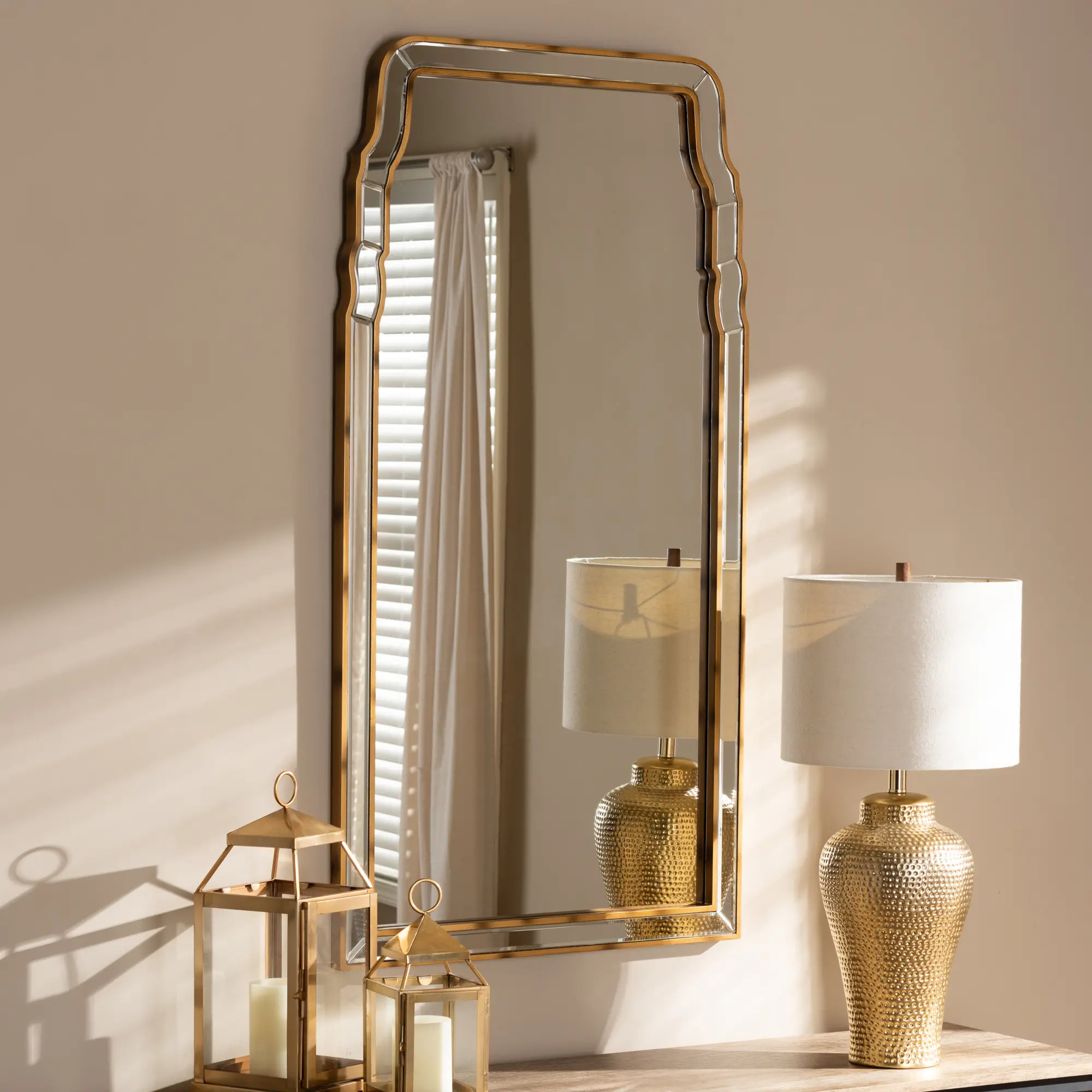 Contemporary Gold Accent Wall Mirror - Loreen