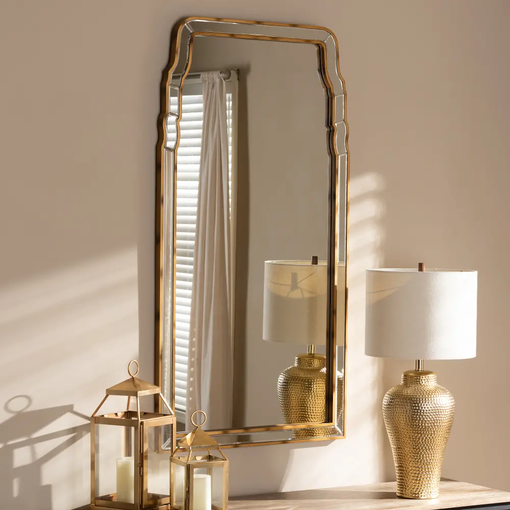 150-8892-RCW Contemporary Gold Accent Wall Mirror - Loreen-1
