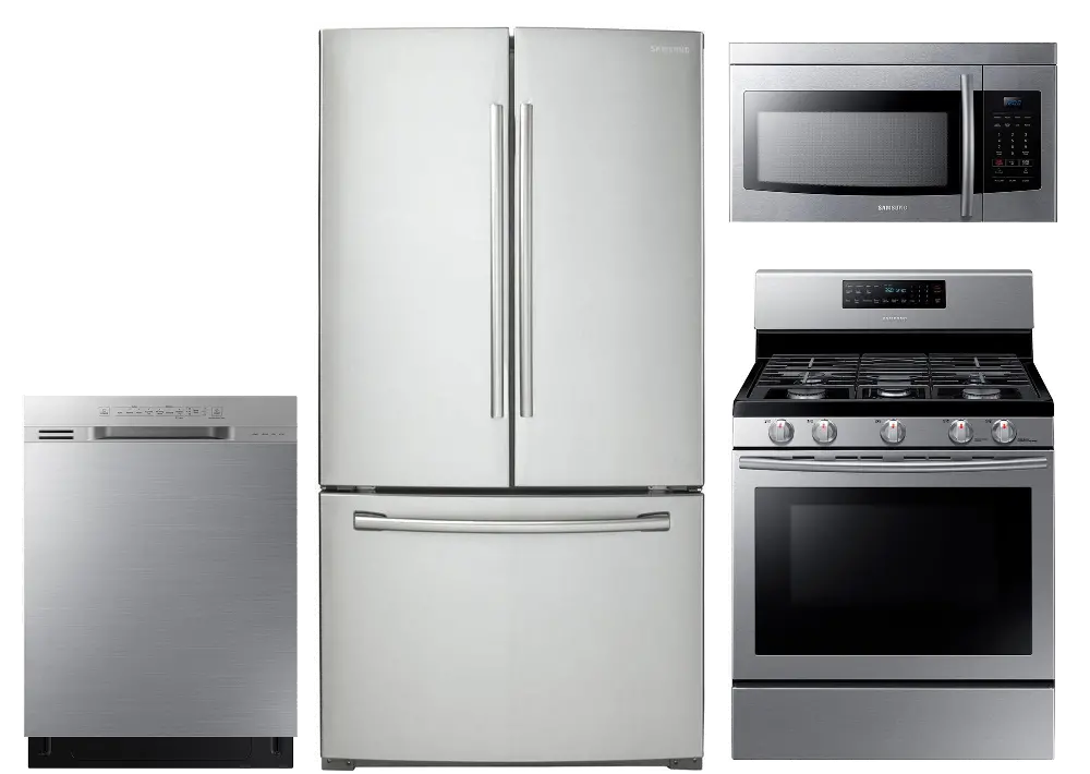 .SUG-S/S-4PC-GAS-PKG Samsung 4 Piece Gas Kitchen Appliance Package with 25.5 cu. ft. French Door Refrigerator - Stainless Steel-1