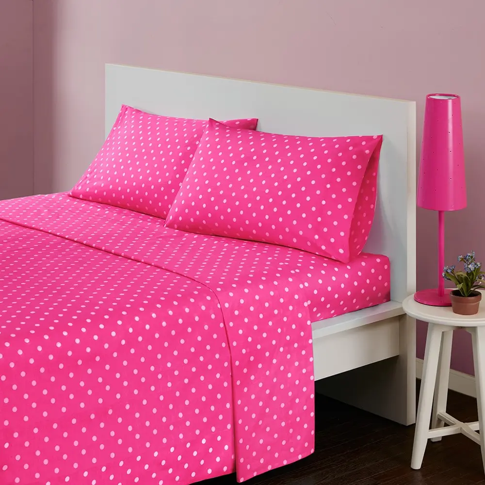Pink Polka Dot Full Mi Zone 4 Piece Sheet Set-1
