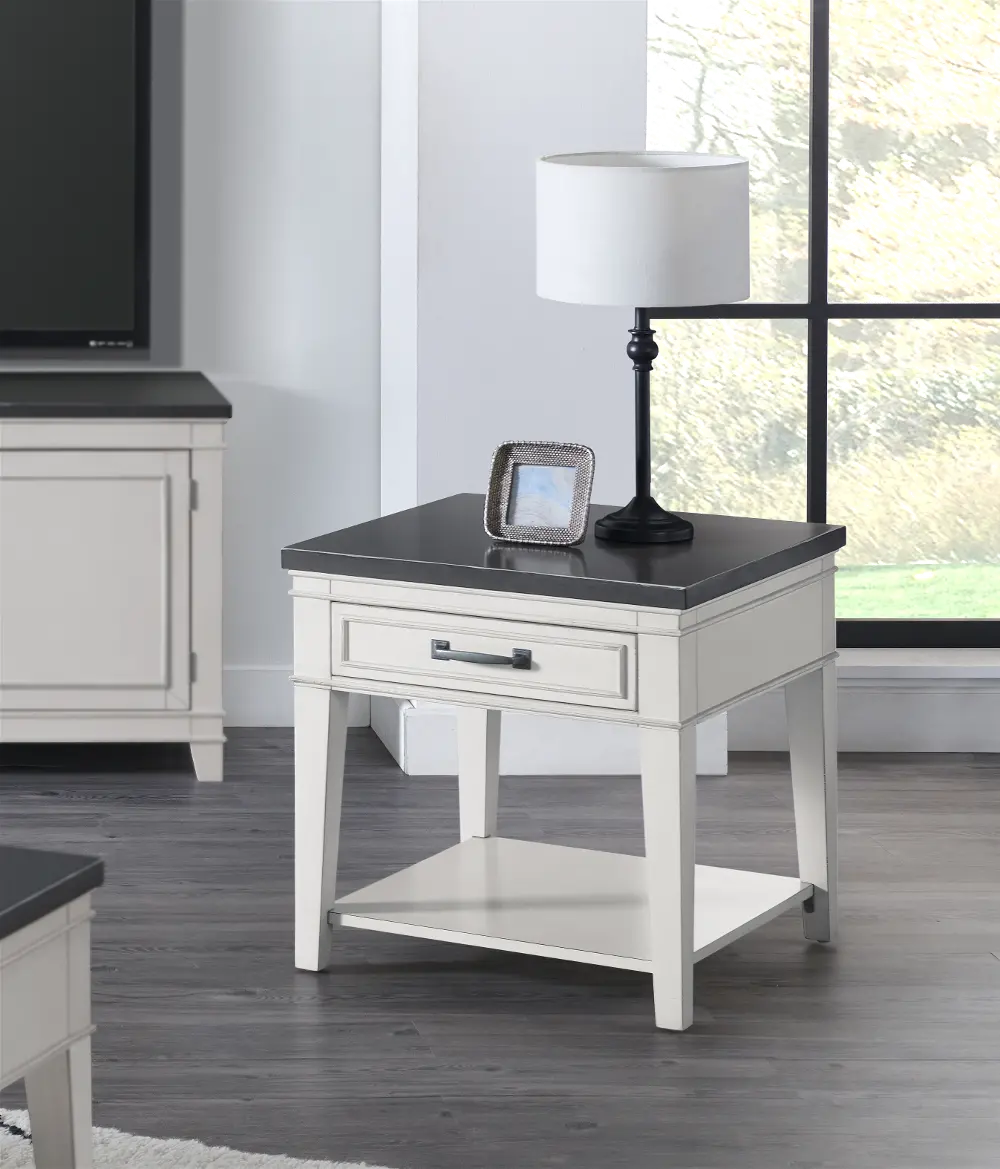 Country White and Grey End Table - Del Mar-1
