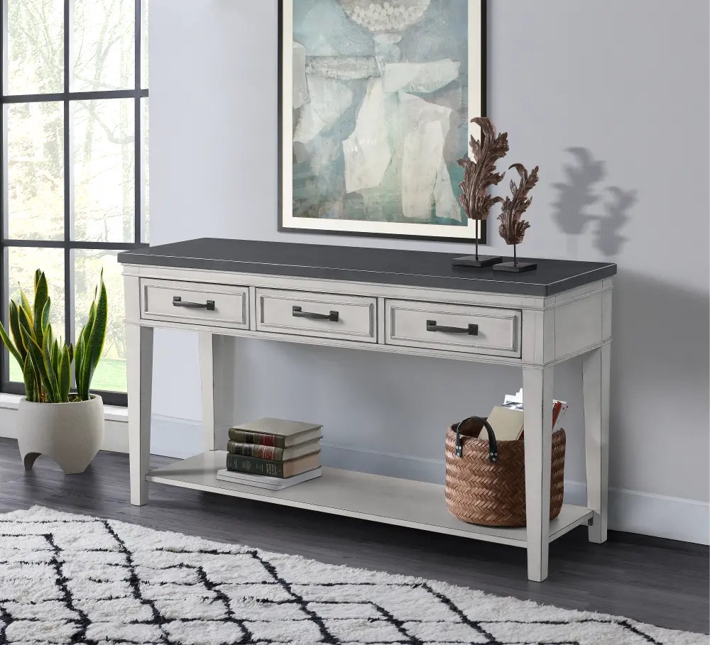 Country White and Grey Sofa Table - Del Mar-1