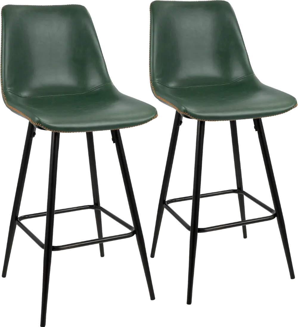 B26-DRNG BK+GN2 Contemporary Green Bucket Seat Counter Height Stools (Set of 2) - Durango-1