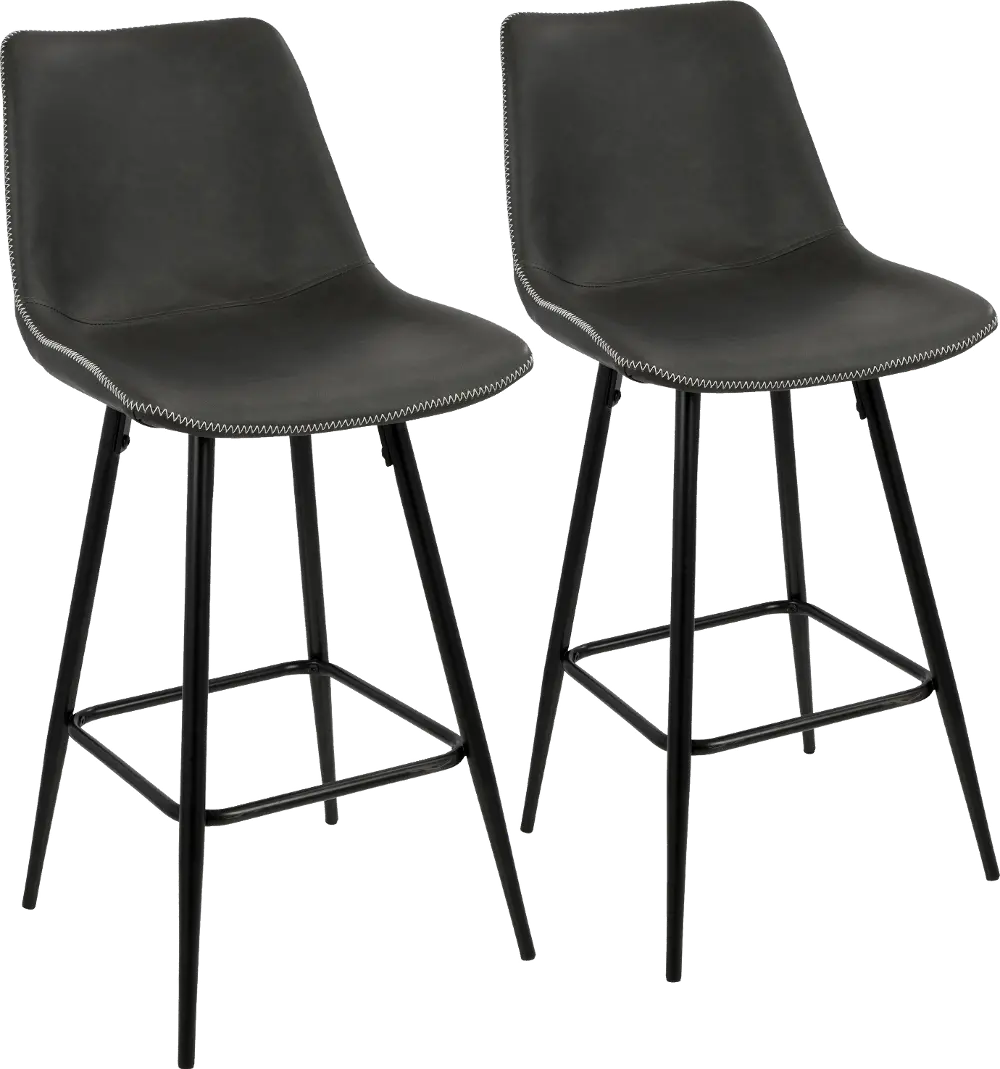 B26-DRNG BK+GY2 Contemporary Black Bucket Seat Counter Height Stools (Set of 2) - Durango-1