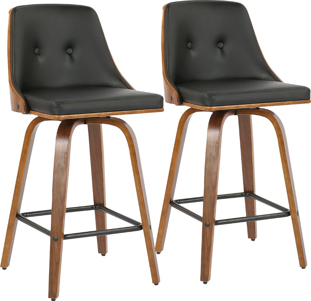 Mid Century Black Swivel Counter Height Stool (Set of 2) - Gianna