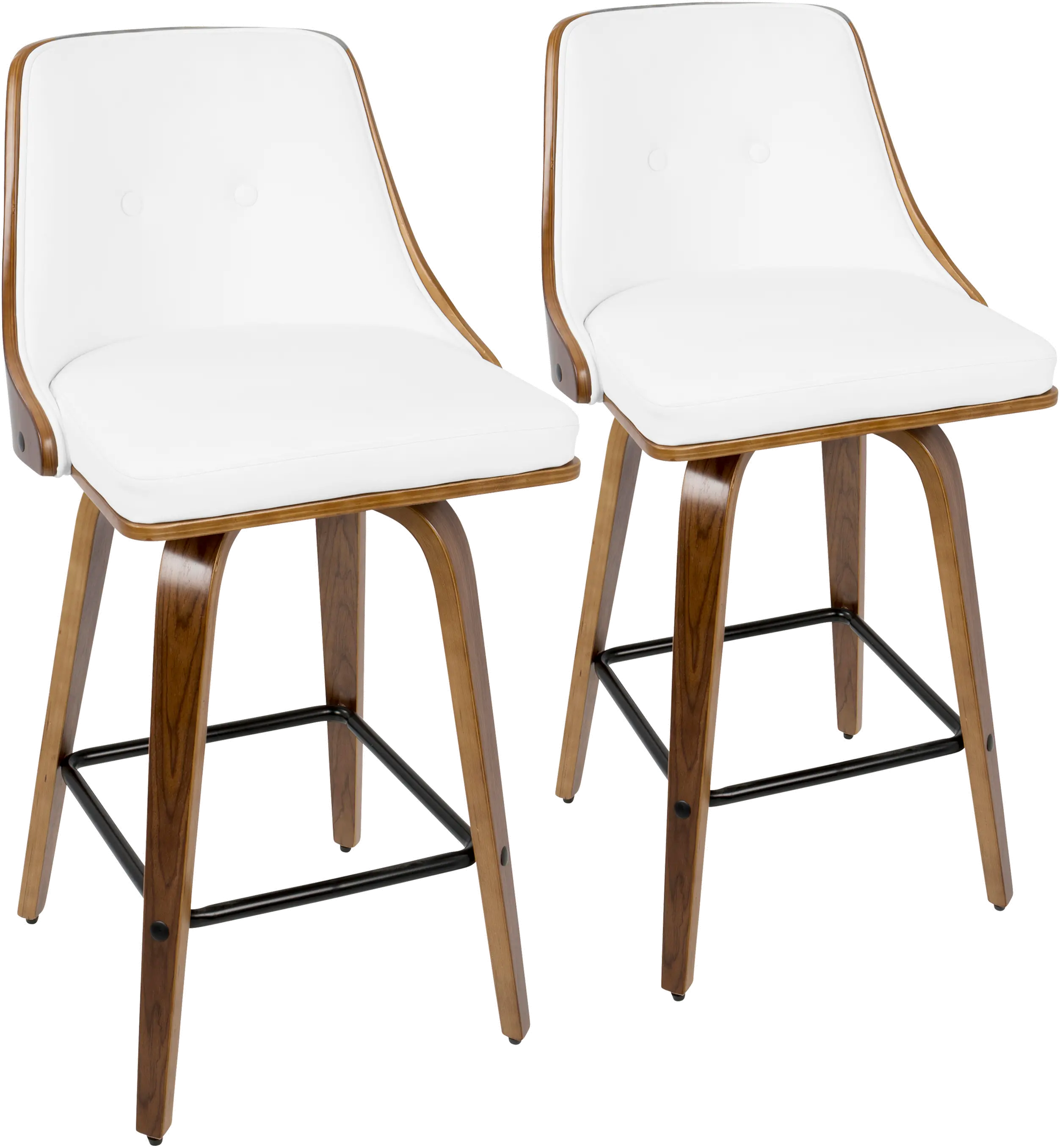 B26-GNNXWLW2 Mid Century White Swivel Counter Height Stool (Set sku B26-GNNXWLW2