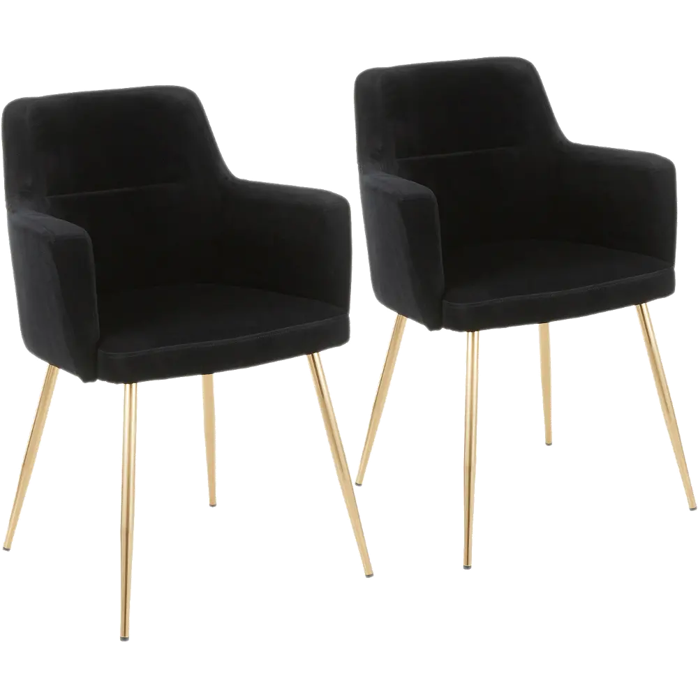 CH-ANDRW-AUVBK2 Andrew Black & Gold Dining Room Chair, Set of 2-1