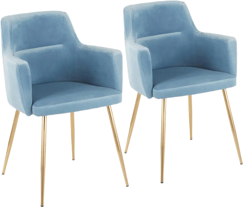 CH-ANDRW-AUVBU2 Andrew Blue & Gold Dining Room Chair, Set of 2-1