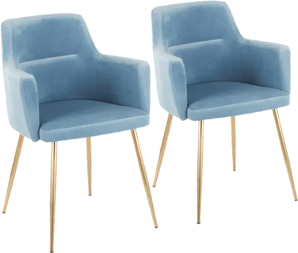 Andrew Blue Gold Dining Room Chair, Baby Blue Bedroom Chair