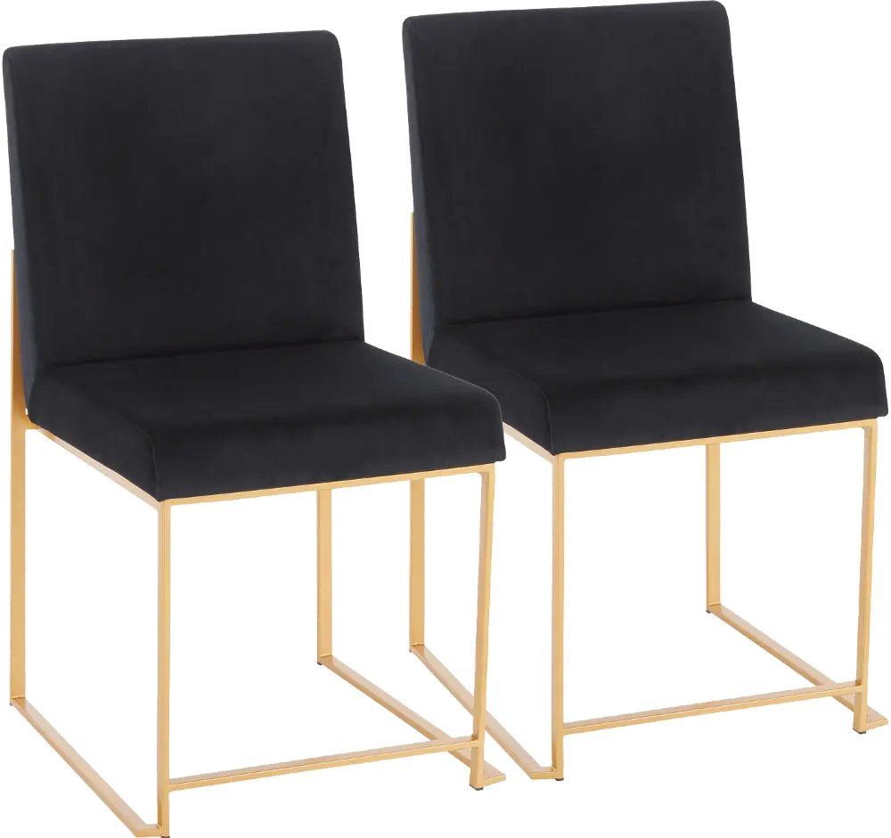 DC-HBFUJI-AUVBK2 Modern Black and Gold Upholstered Dining Room Chair (Set of 2) - Fuji-1