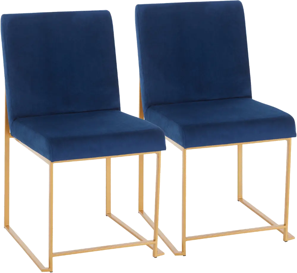 DC-HBFUJI-AUVBU2 Modern Blue and Gold Upholstered Dining Room Chair (Set of 2) - Fuji-1