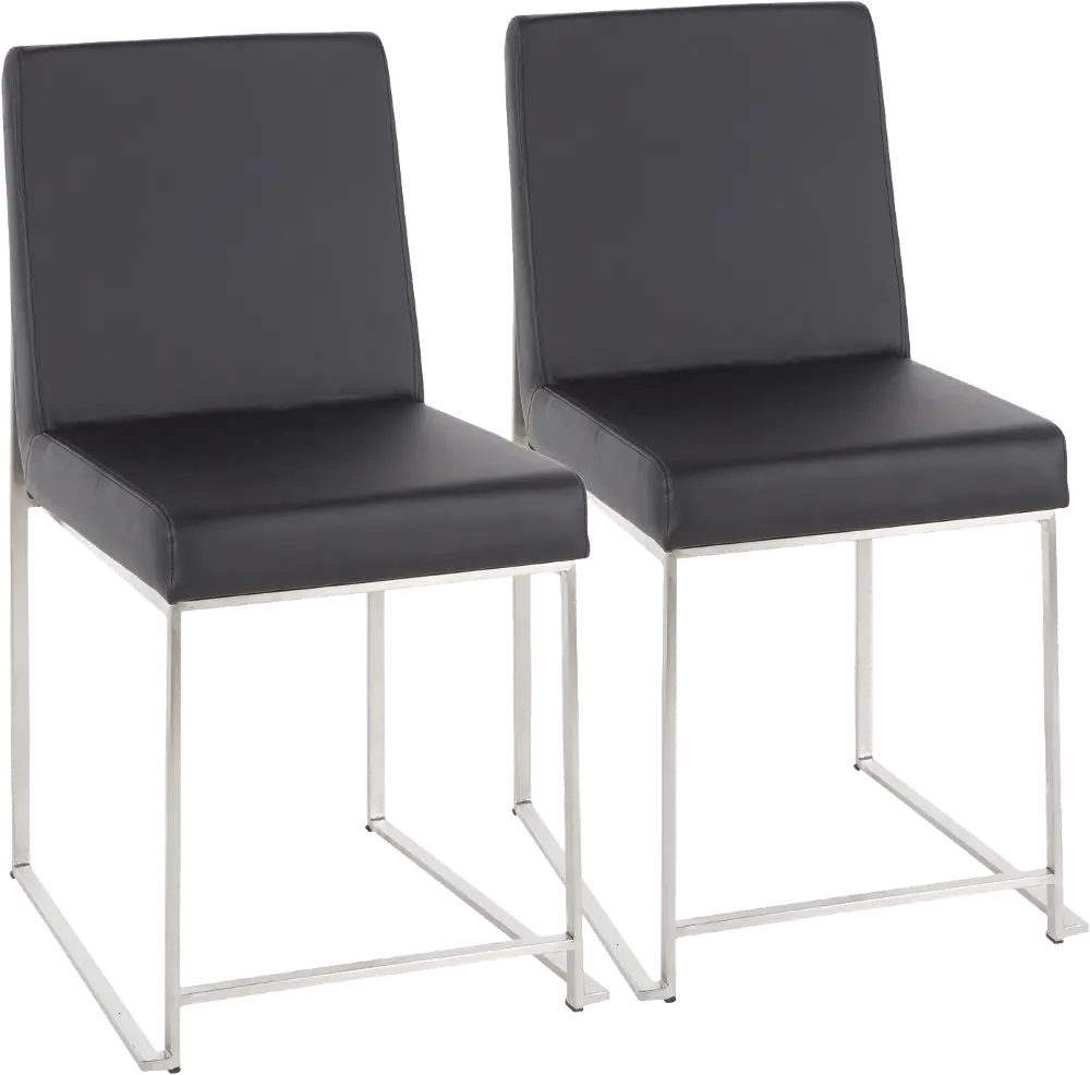 DC-HBFUJI-SSBK2 Modern Black and Silver Upholstered Dining Room Chair (Set of 2) - Fuji-1