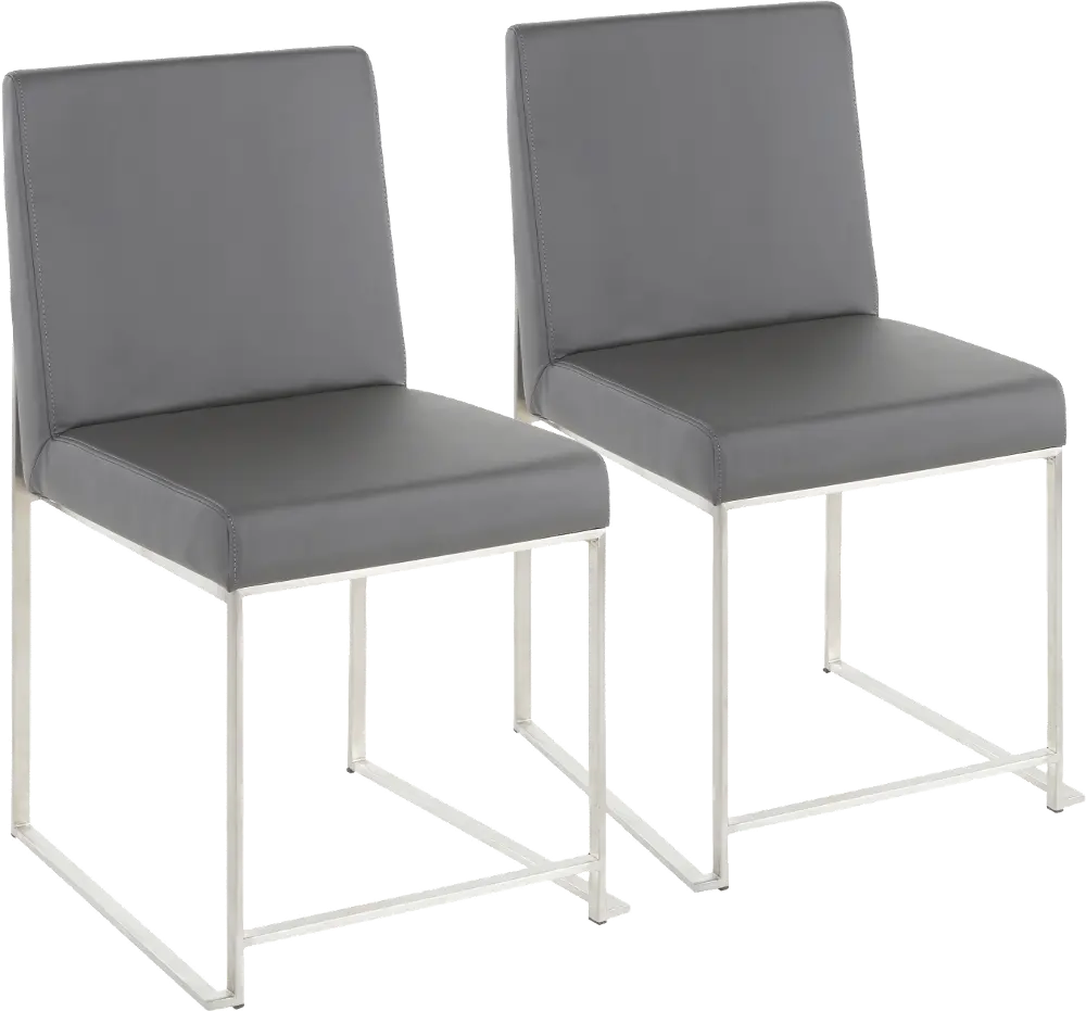 DC-HBFUJI-SSGY2 Modern Gray and Silver Upholstered Dining Room Chair (Set of 2) - Fuji-1