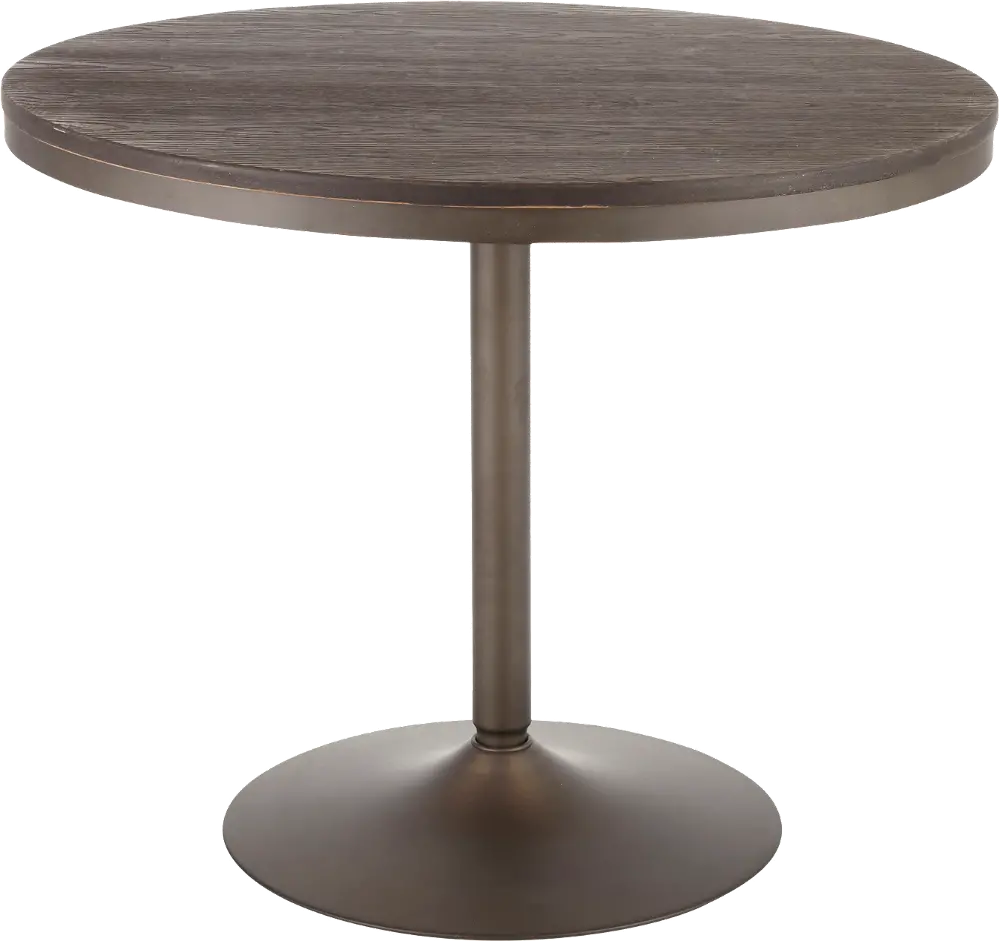 DT-DKTA ANE Industrial Antique Metal and Wood Round Dining Room Table - Dakota-1