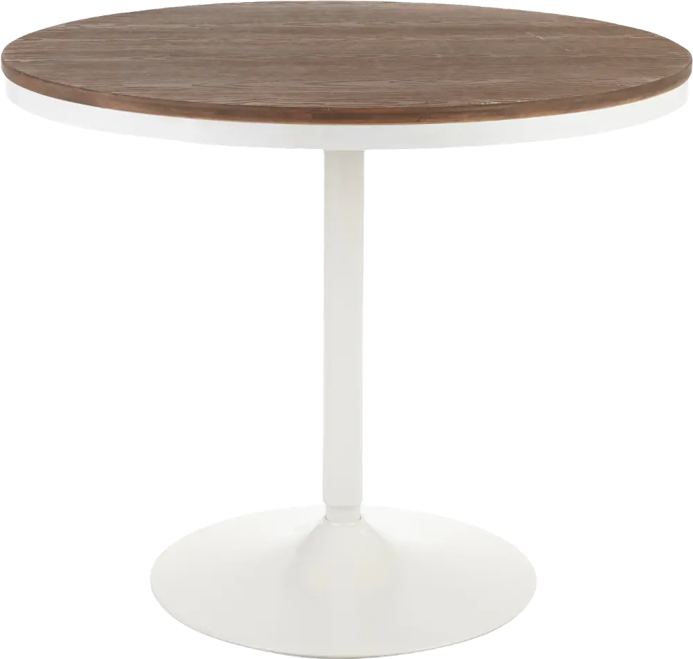 DT-DKTA WBN Industrial White Metal and Wood Round Dining Room Table - Dakota-1