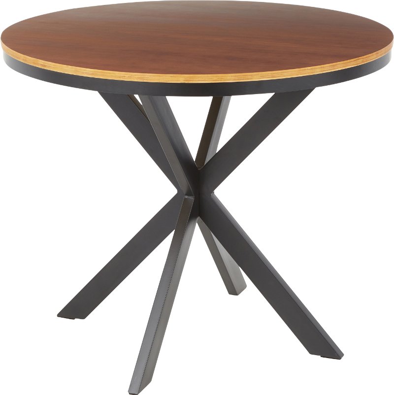 Black and brown round dining table Industrial Brown Wood And Black Metal Round Dining Room Table Dakota Rc Willey