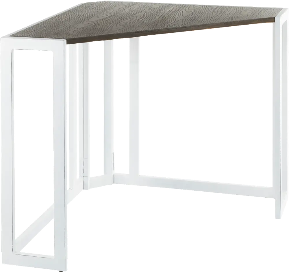 OFD-CROMAN-VWES White Metal and Espresso Bamboo Industrial Corner Desk - Roman-1