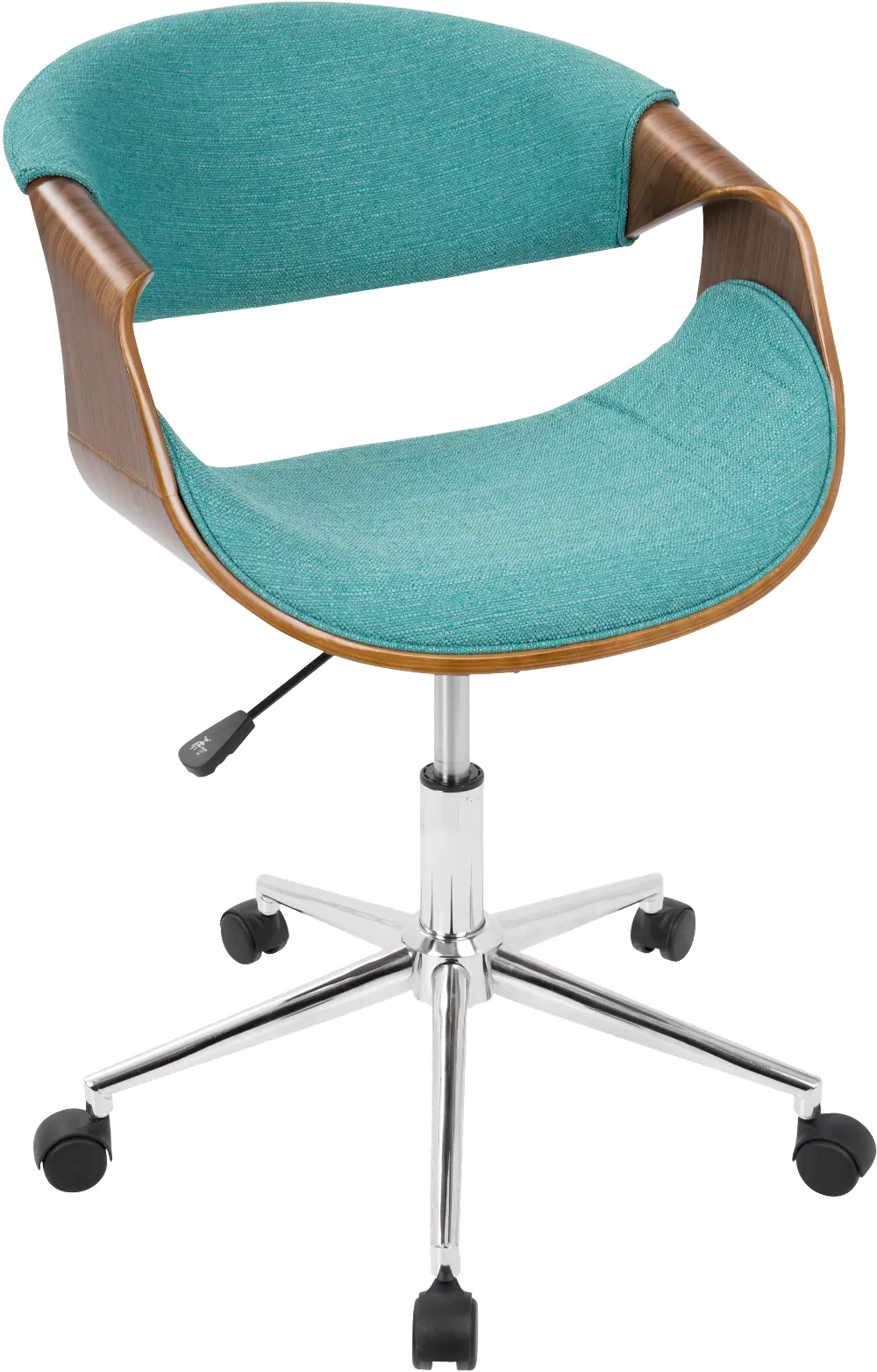 OFC-CURVO-WL+TL Walnut and Teal Mid-Century Modern Office Chair - Curvo-1