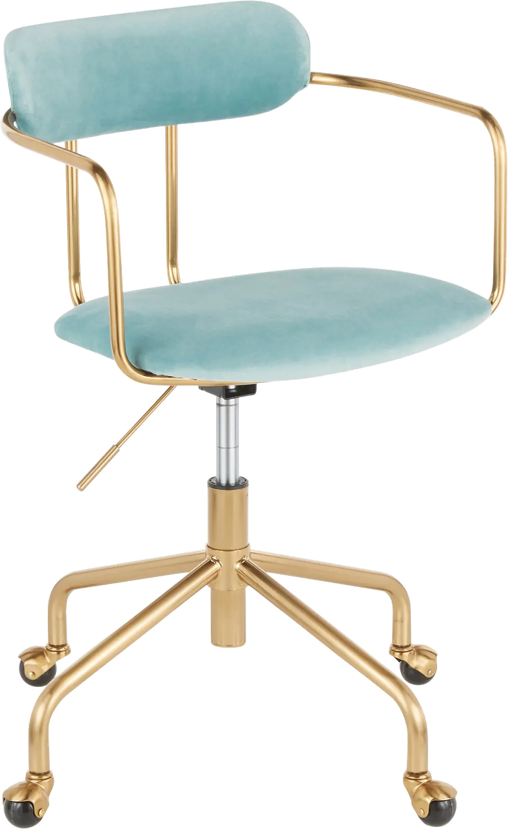 OC-DEMI-AUVLBU Gold Metal and Light Blue Velvet Contemporary Office Chair - Demi-1