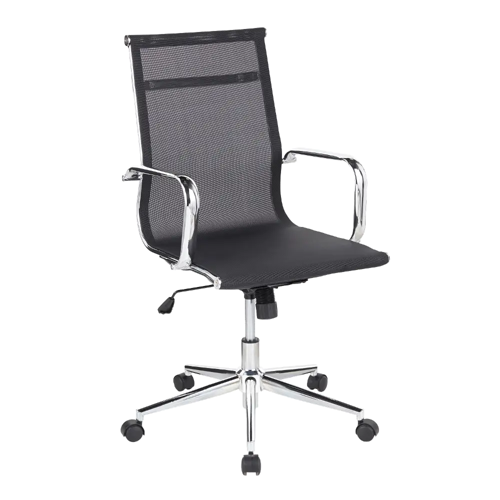OFC-MIRAGE-BK Chrome and Black Contemporary Office Chair - Mirage-1