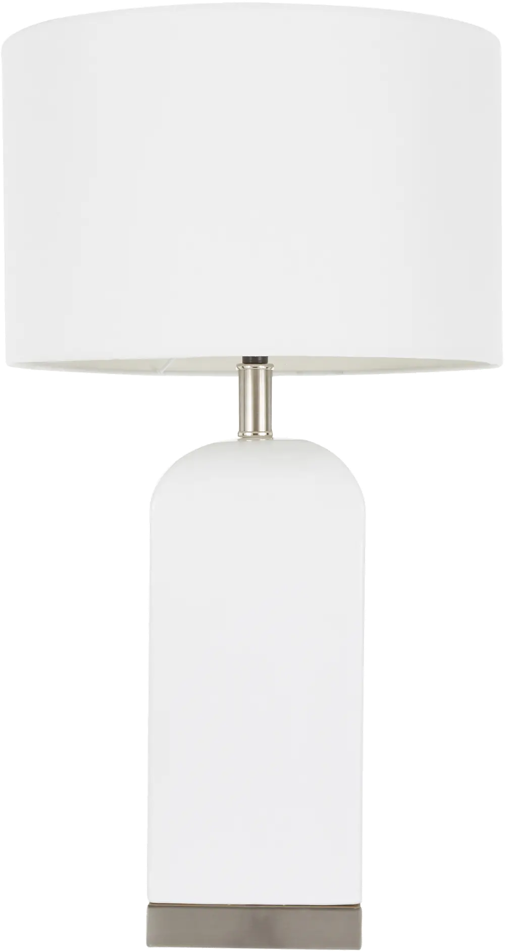 LS-CARMEN-SSW Contemporary White Ceramic and Antique Brass Table Lamp - Carmen-1