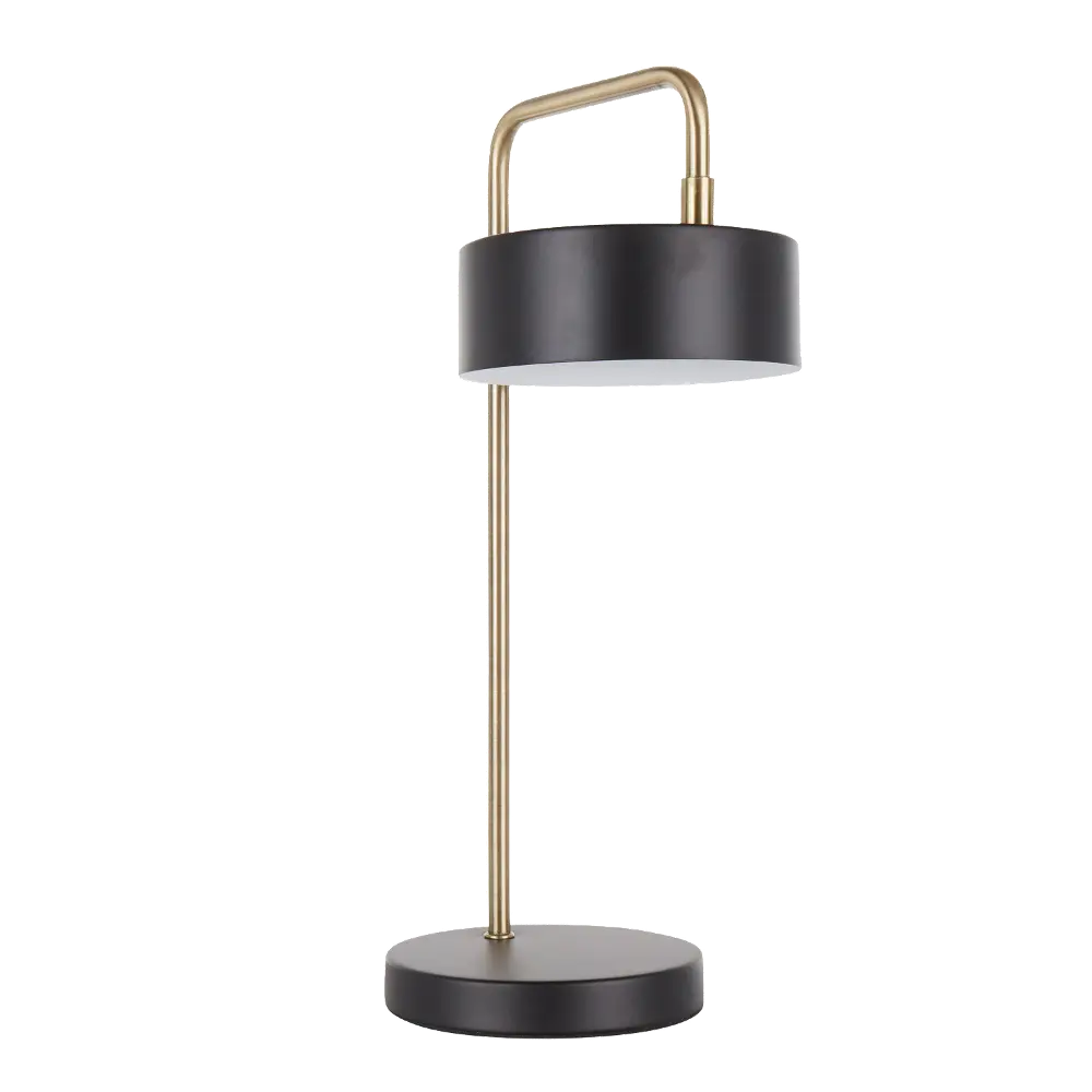 LS-PUCKTB-BKAU Contemporary Black and Gold Metal Table Lamp - Puck-1