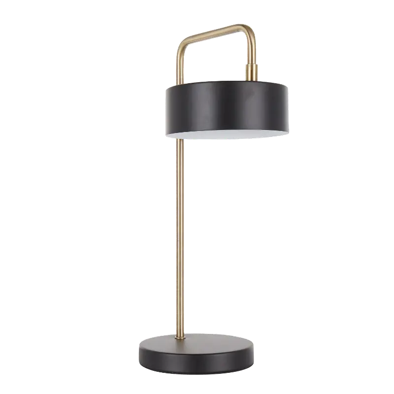 Gold Metal Table Lamp Puck, Round Black Metal Table Lamp