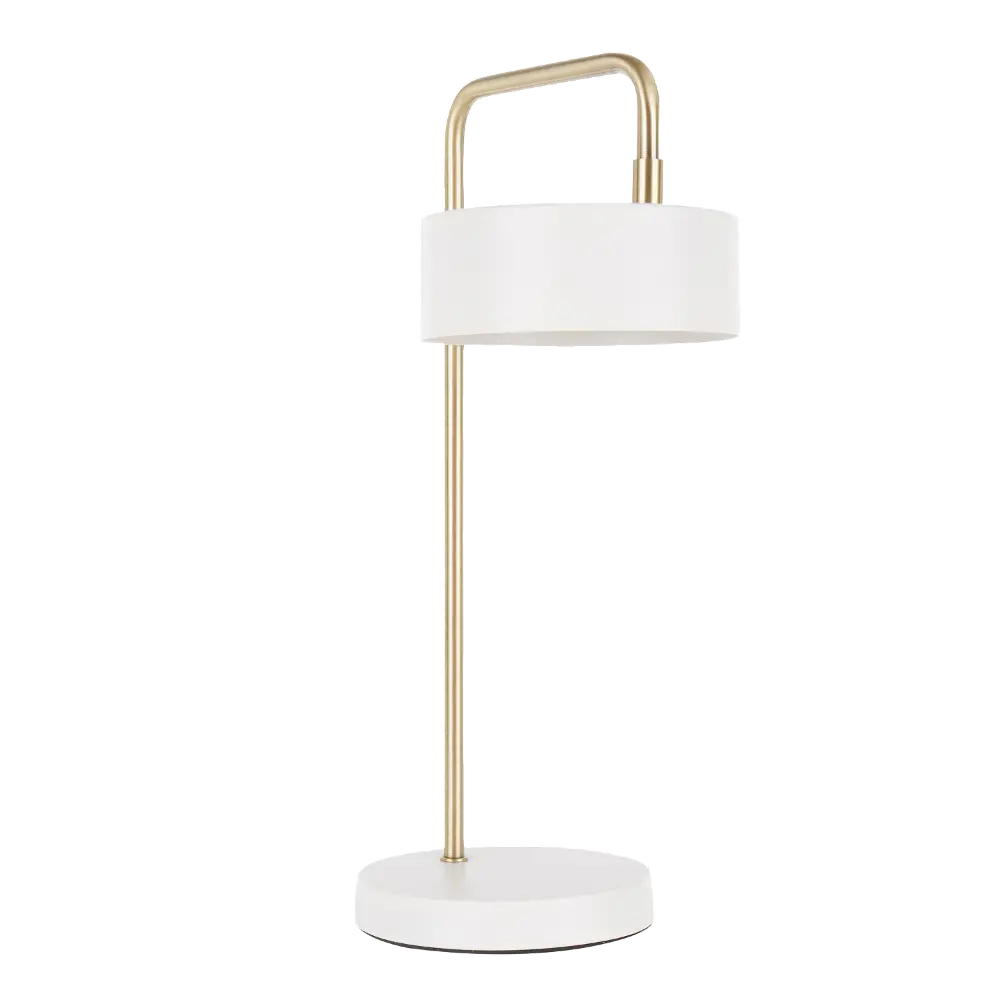 LS-PUCKTB-WAU Contemporary White and Gold Metal Table Lamp - Puck-1