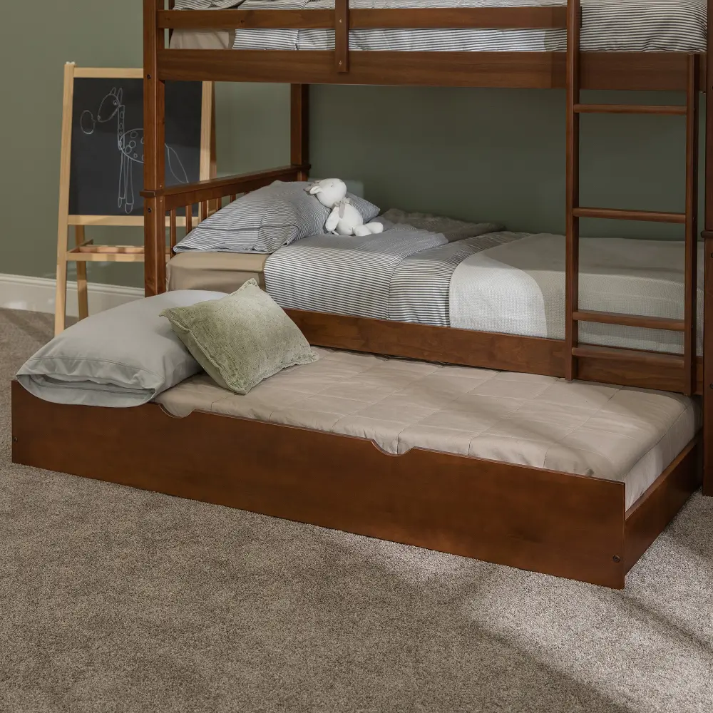BTW40WT Brown Solid Wood Trundle Bed - WE Trundles-1