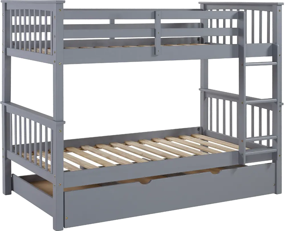 BWTOTMSGY-TR Gray Solid Wood Twin-Over-Twin Bunk Bed with Trundle - Walker Edison-1
