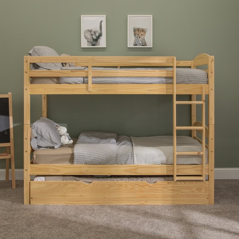 Solid Wood Bunk Beds With Trundle Light, Solid Wood Bunk Beds Twin Over Twin