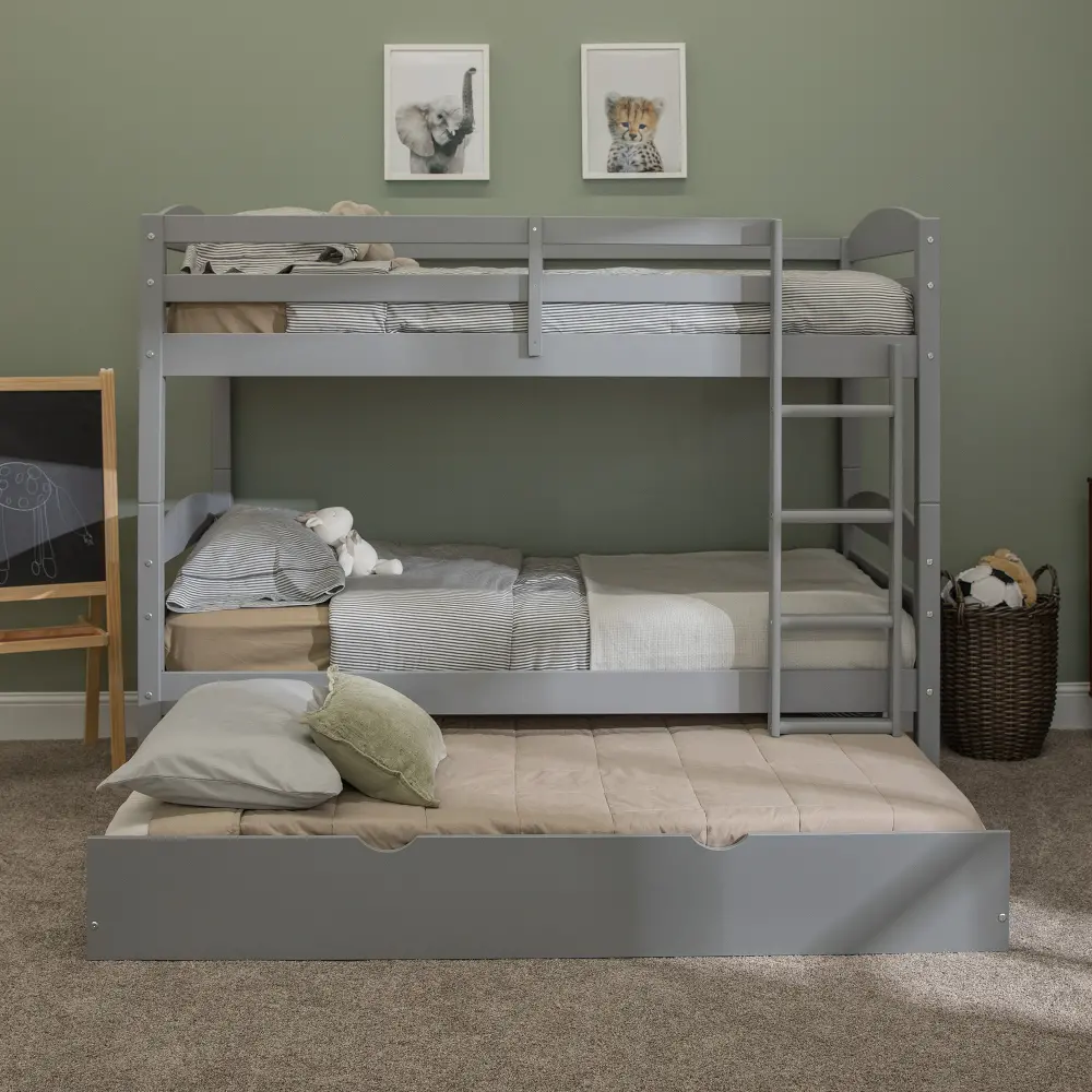 BWSTOTGY-TR Gray Twin-Over-Twin Bunk Bed with Trundle - Sunflower-1
