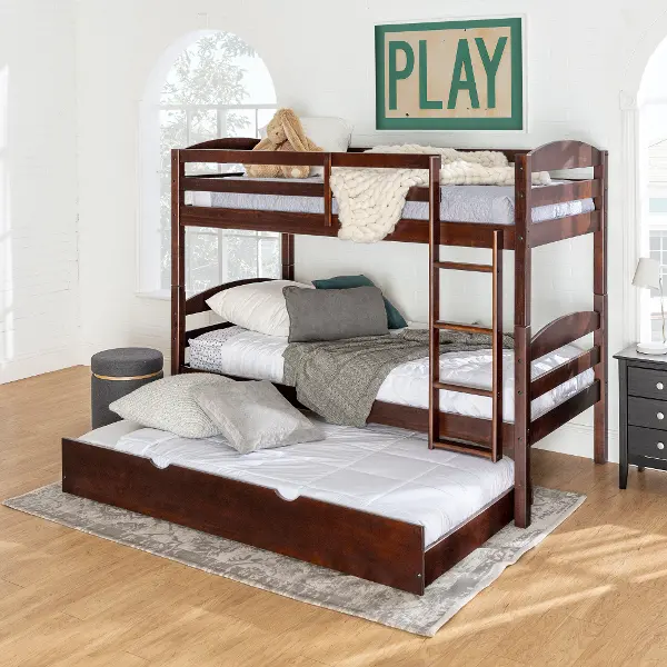 Espresso Brown Twin Over Bunk Bed, Twin Bed With Trundle And Dresser Set